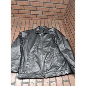Winco Leather Jacket L Black Zip Blanket Biker Motorcycle